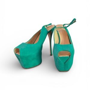 Giuseppe Zanotti Aqua Peep-Toe Heels